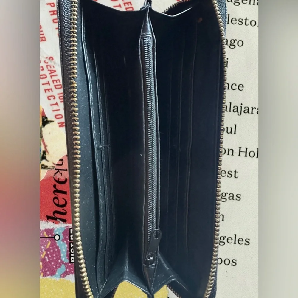 Rebecca & Rifka Black Studded Zip Around Wristlet Wallet